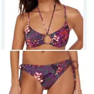 Andie Casablanca Bikini‎ Set Plum Purple Floral size S NWOT